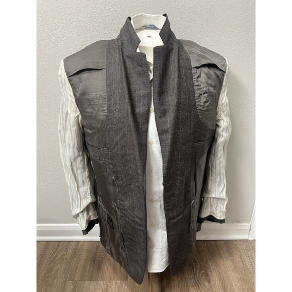 Jos. A. Bank Signature Blazer Men 40R  Gray Brown Windowpane Plaid Wool Jacket - Picture 7 of 16